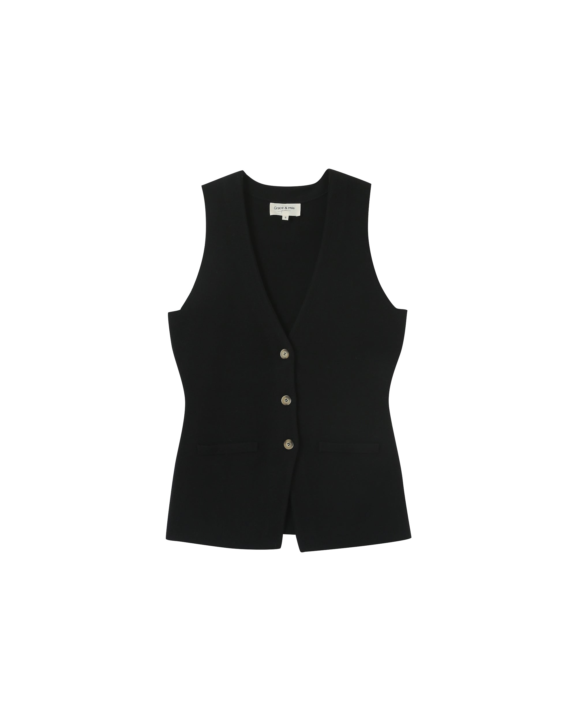 Fitted knit waistcoat black Panama