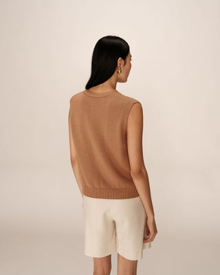 Knit cardigan camel Pancake