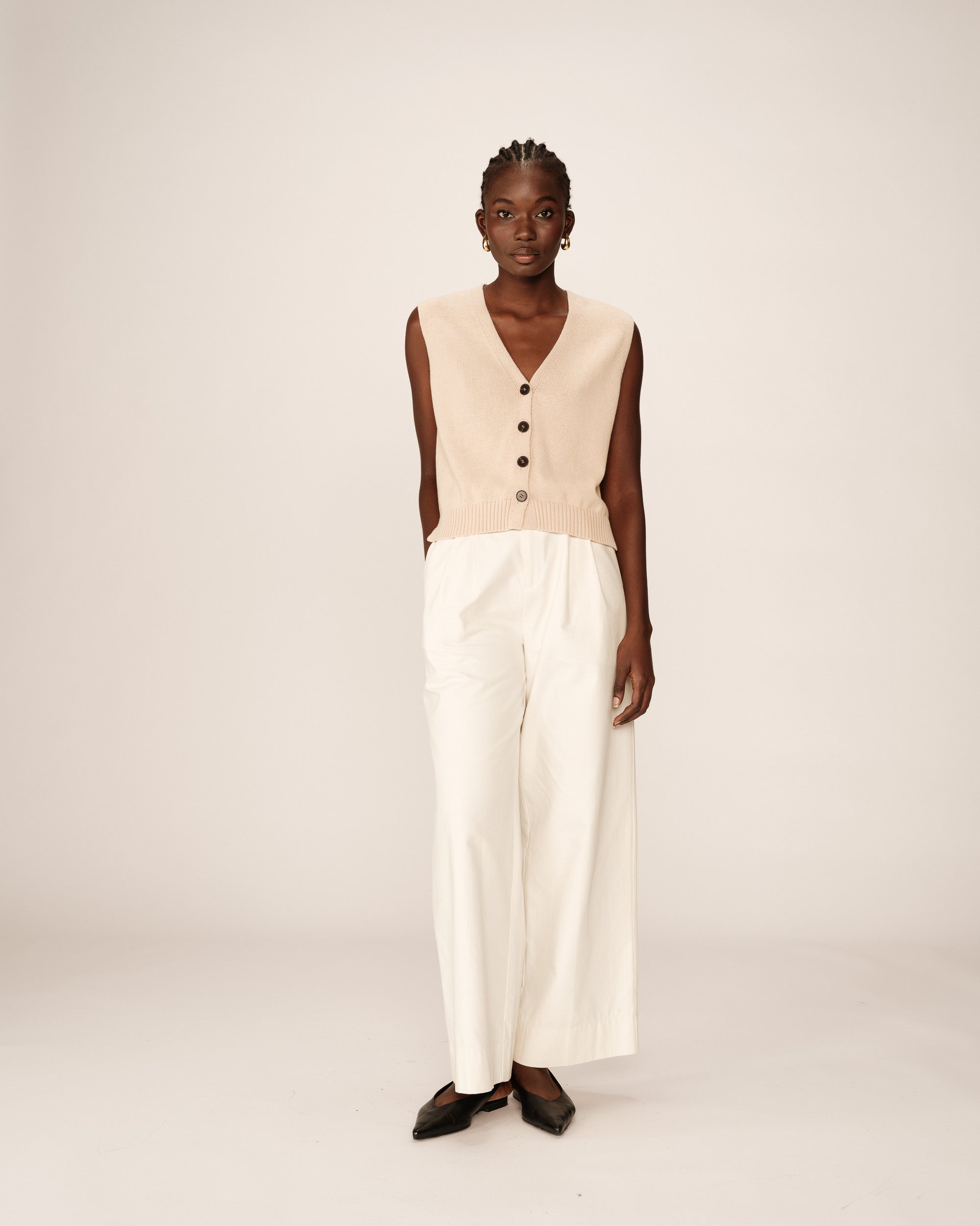 Knit cardigan ecru Pancake