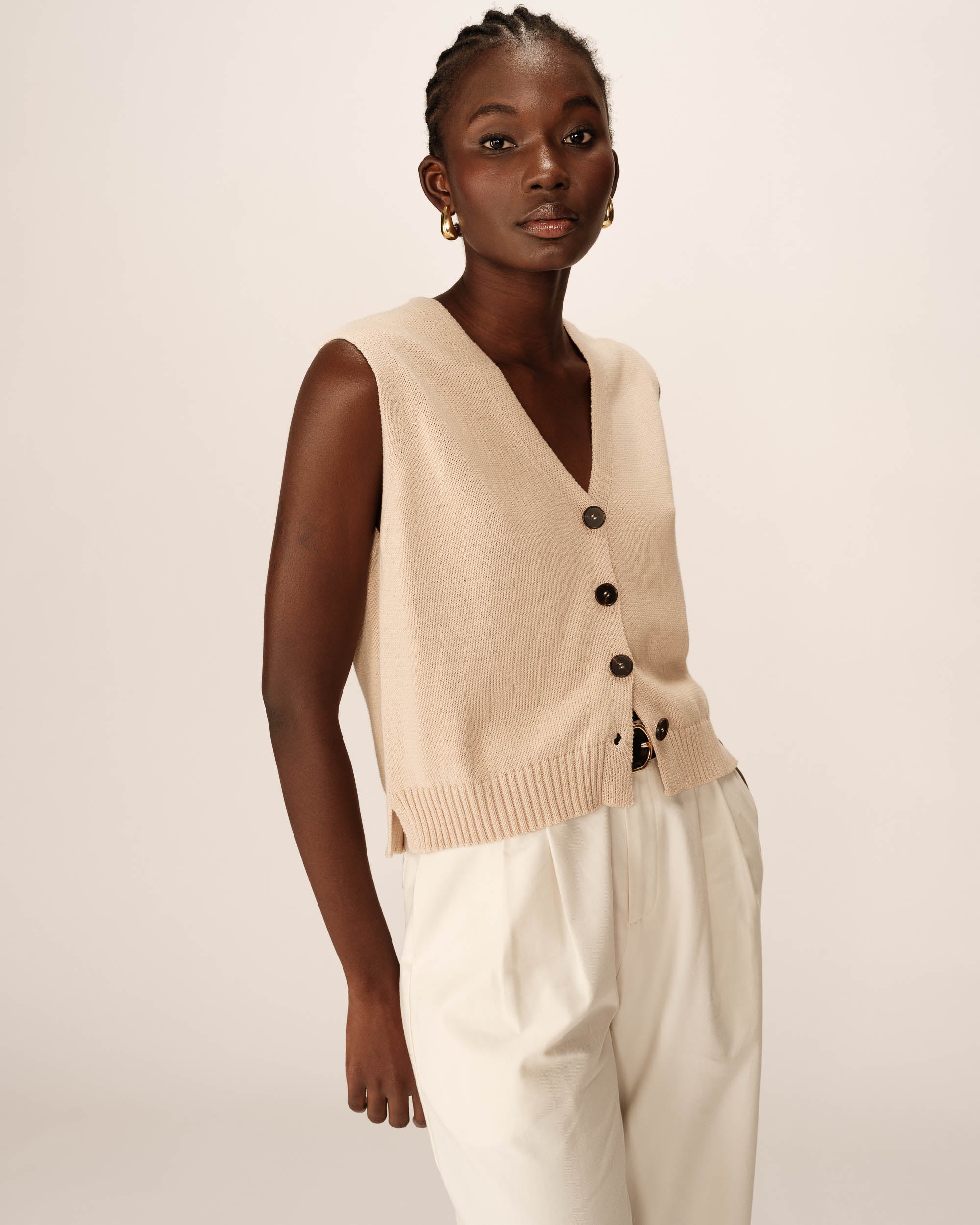 Knit cardigan ecru Pancake