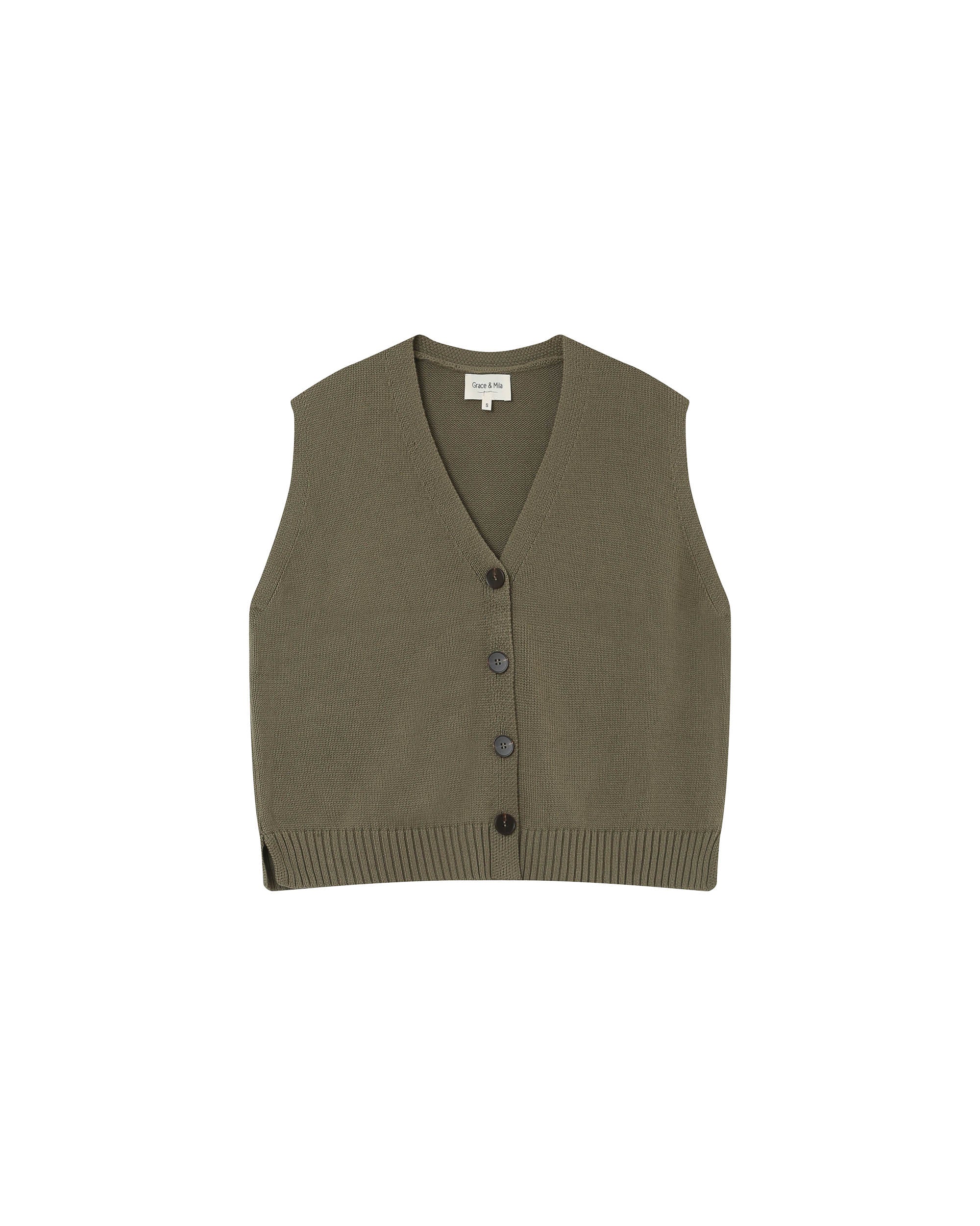 Knit cardigan khaki Pancake