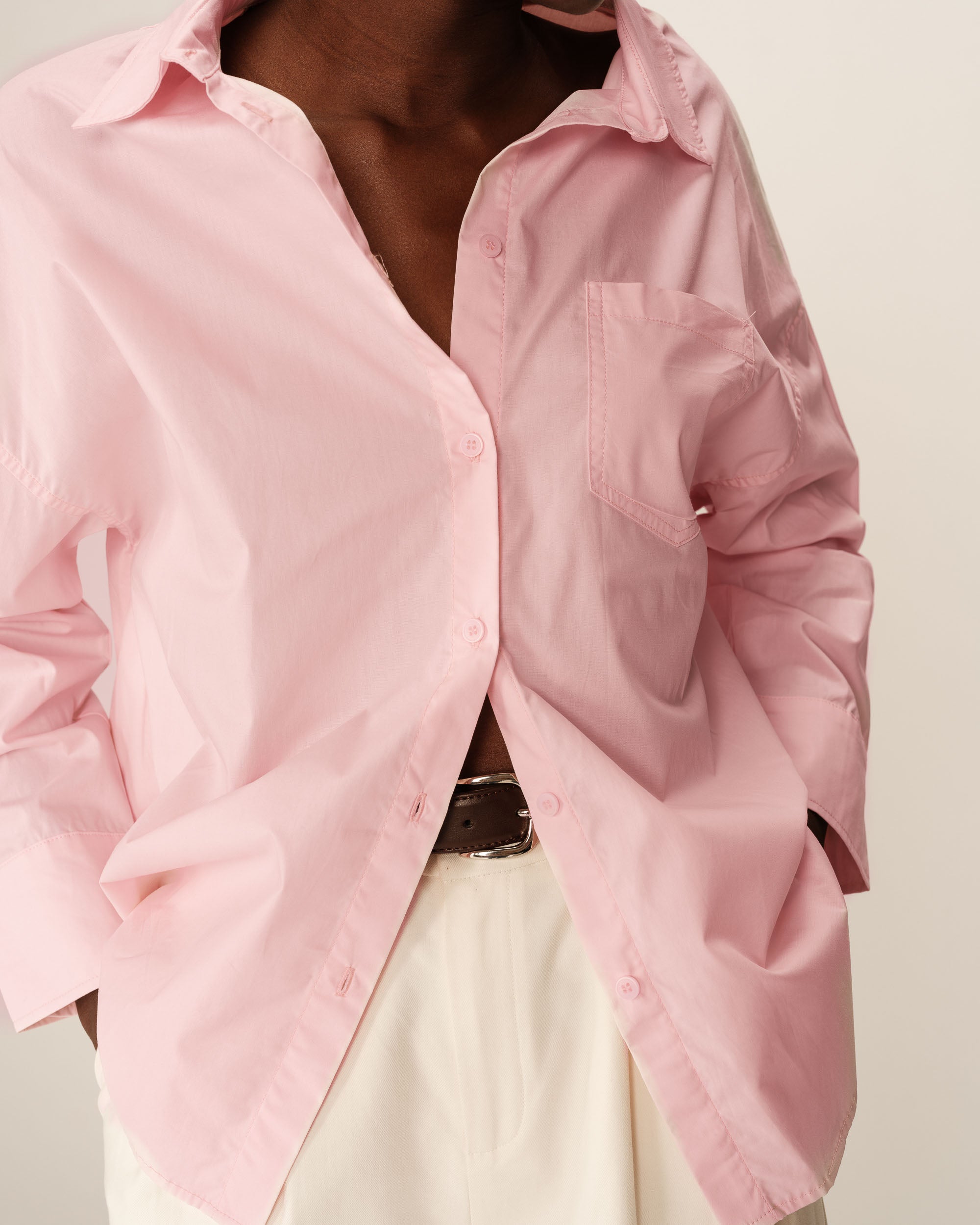 Chemise oversize en coton rose Paris
