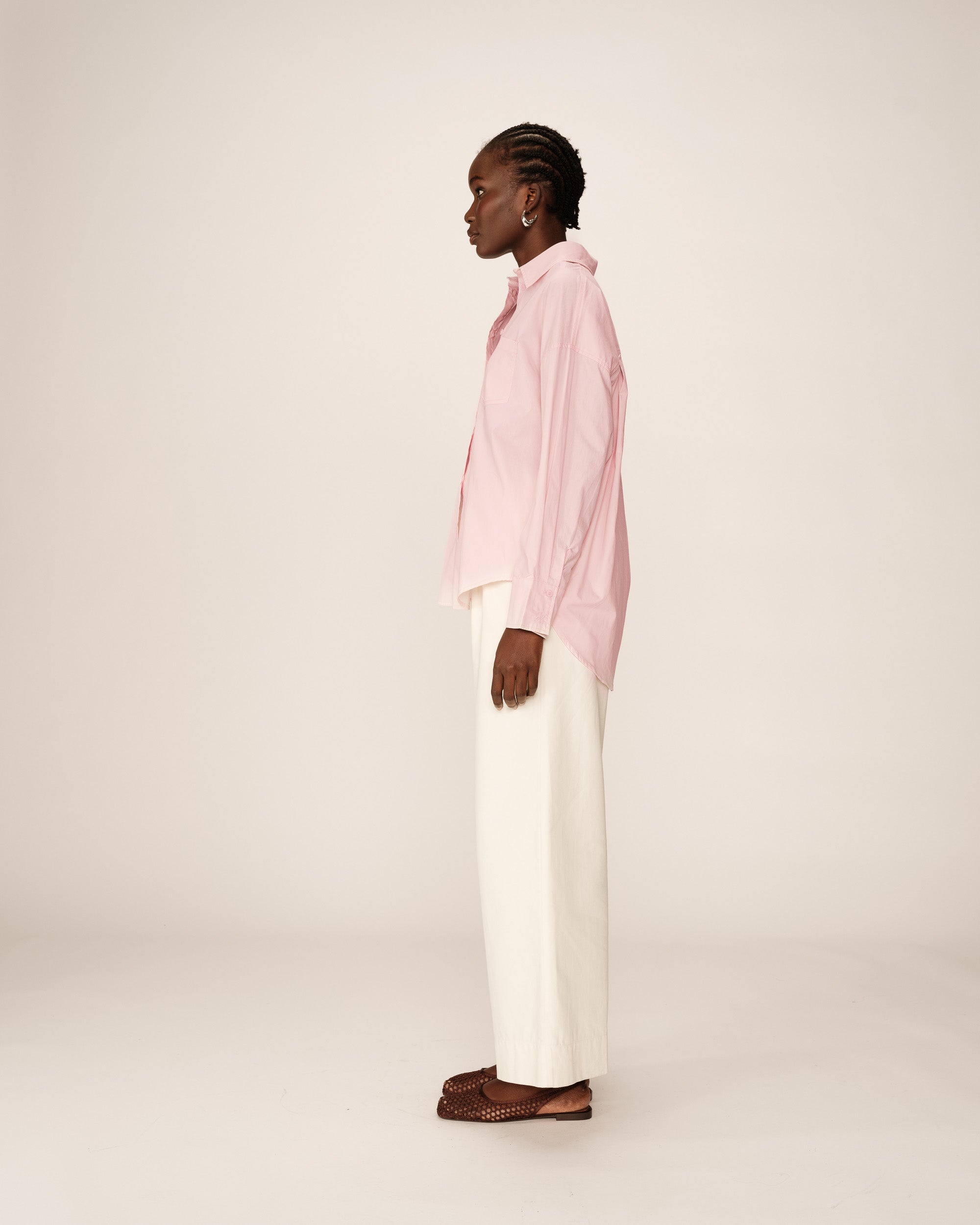 Chemise oversize en coton rose Paris