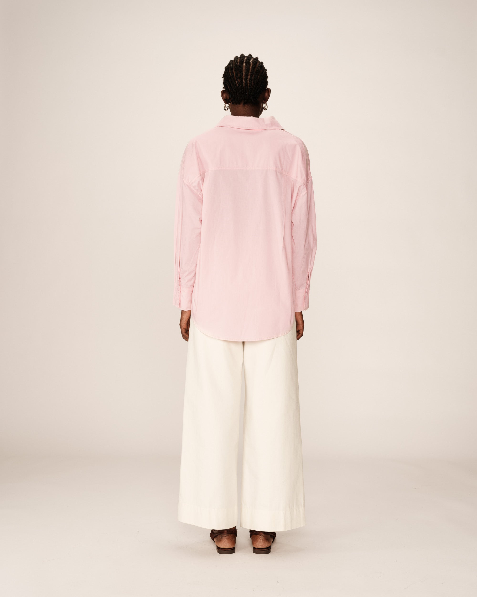 Chemise oversize en coton rose Paris