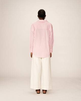 Chemise oversize en coton rose Paris