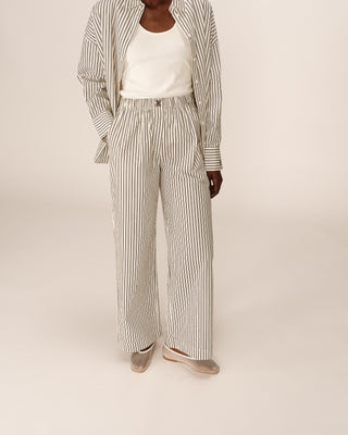 Pantalon large a rayures ecru Parmentier