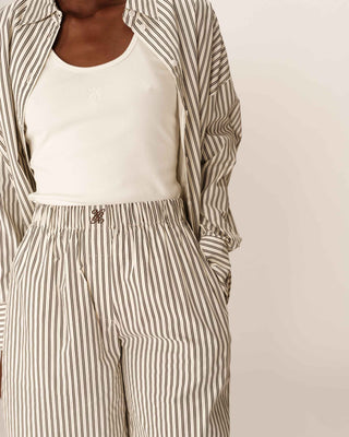 Pantalon large a rayures ecru Parmentier