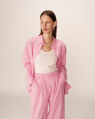 Pantalon large a rayures rose Parmentier