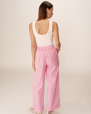 Pantalon large a rayures rose Parmentier