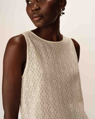 Top droit en dentelle ecru Passionnee