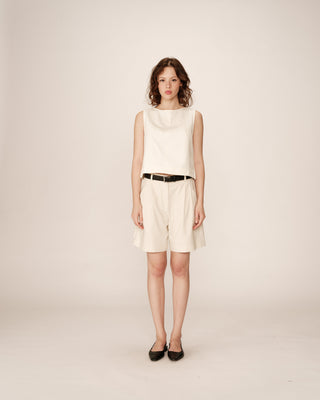 Bermuda a plis ecru Pastel