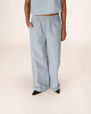 Pantalon large a rayures bleu Patine