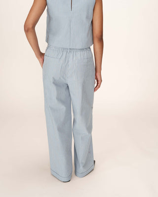 Pantalon large a rayures bleu Patine