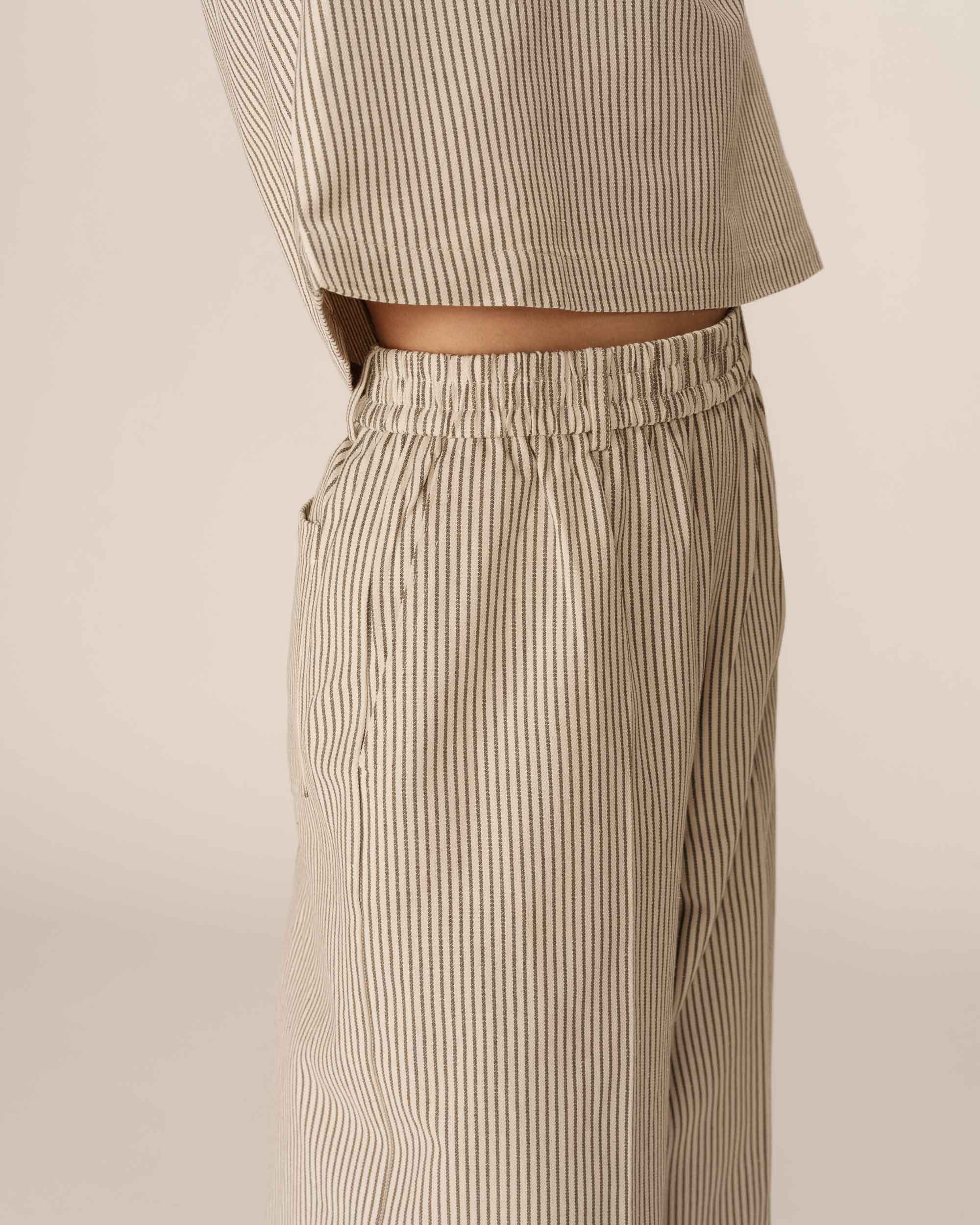 Pantalon large a rayures ecru Patine