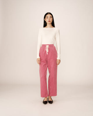 Pantalon en velours rose Paul