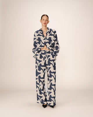 Pantalon fluide a motifs marine Pavot