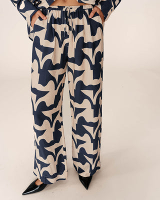 Pantalon fluide a motifs marine Pavot