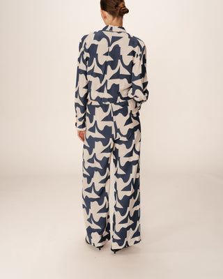 Pantalon fluide a motifs marine Pavot