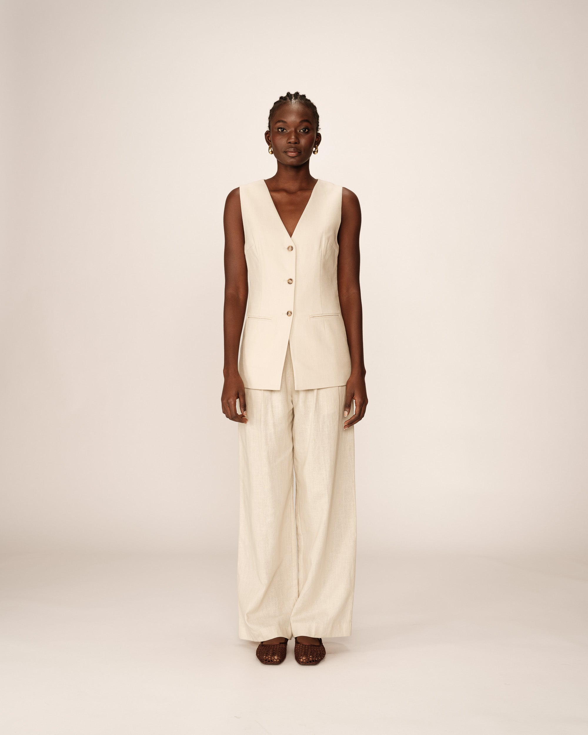 Sleeveless waistcoat beige Paz