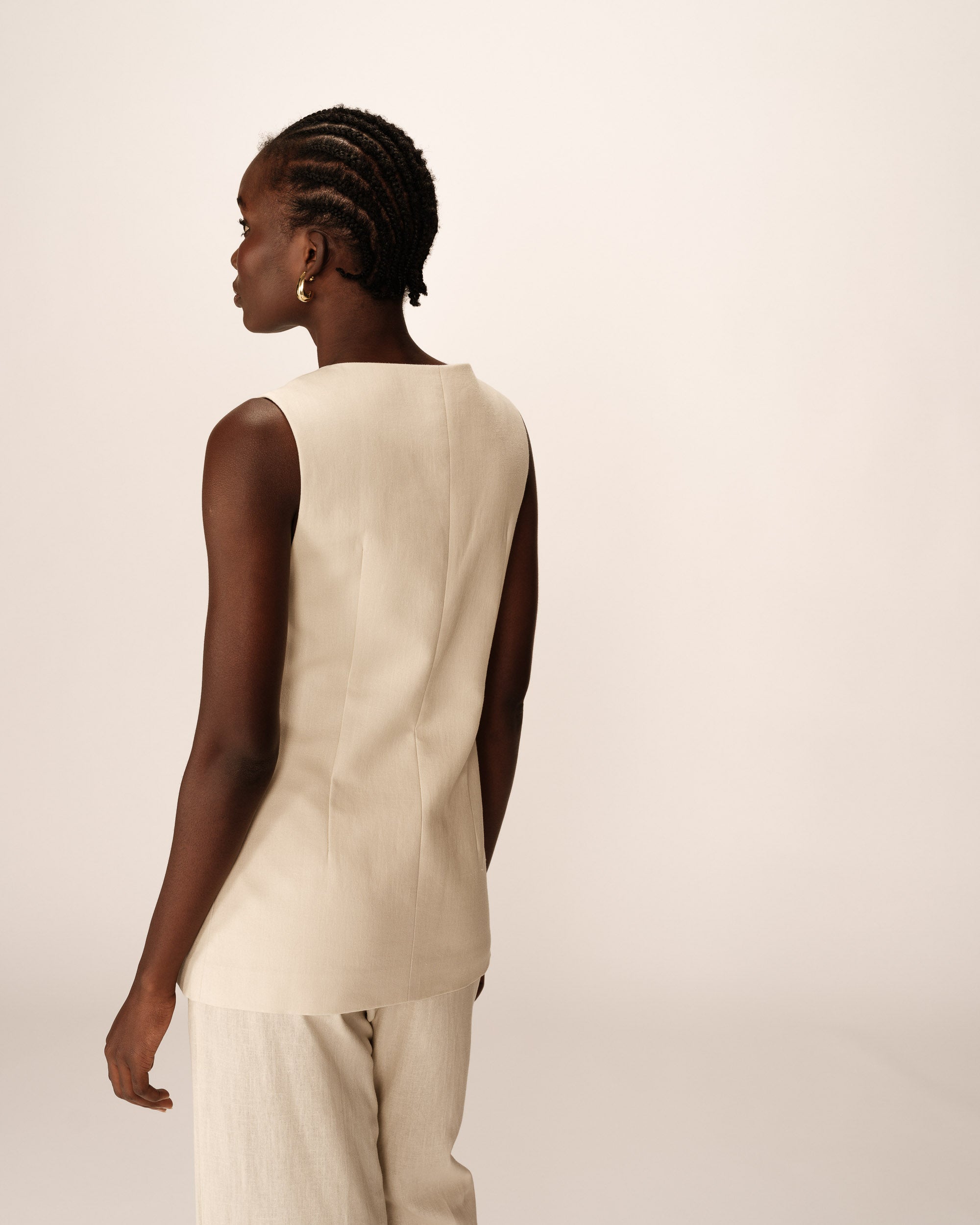 Sleeveless waistcoat beige Paz