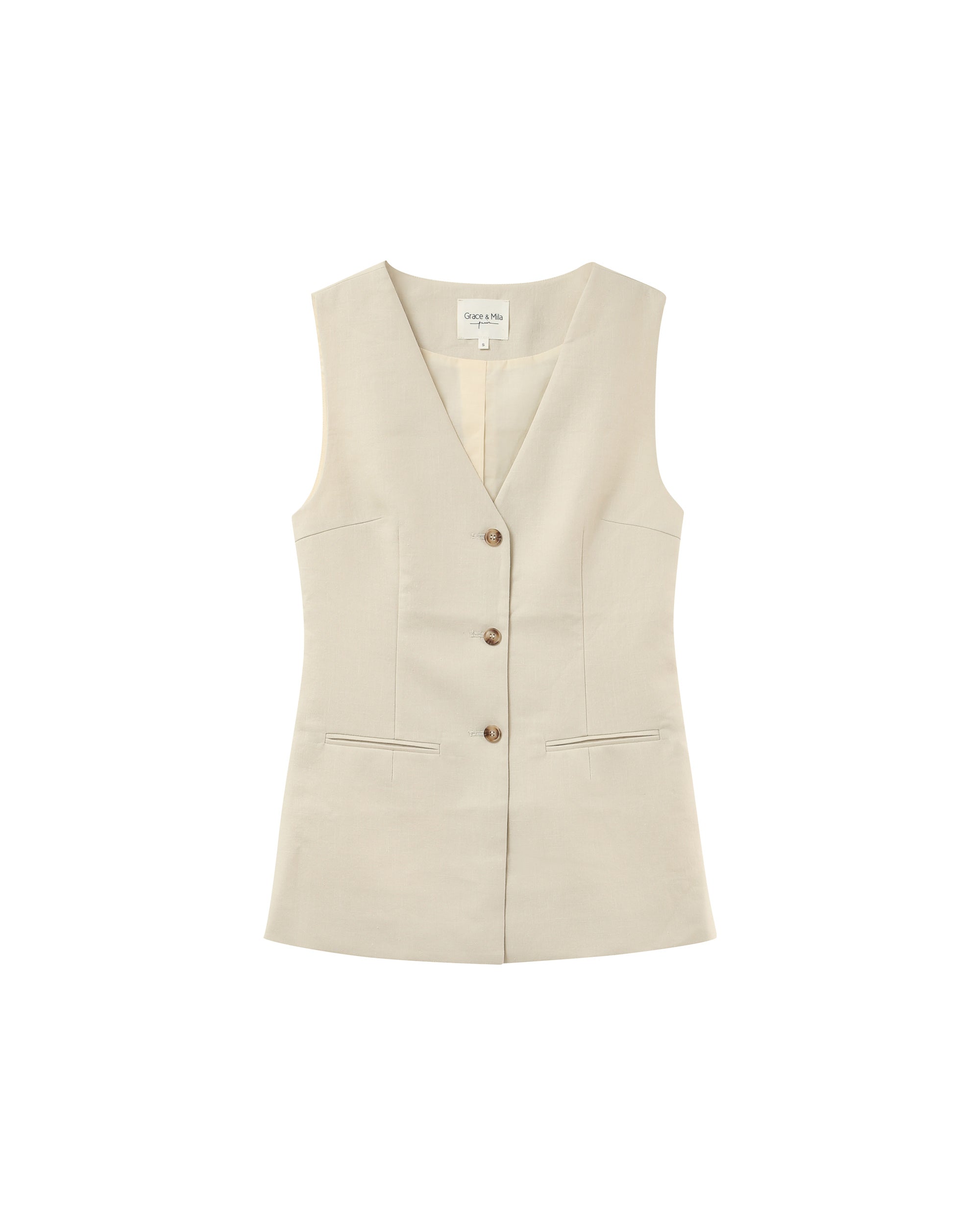 Sleeveless waistcoat beige Paz