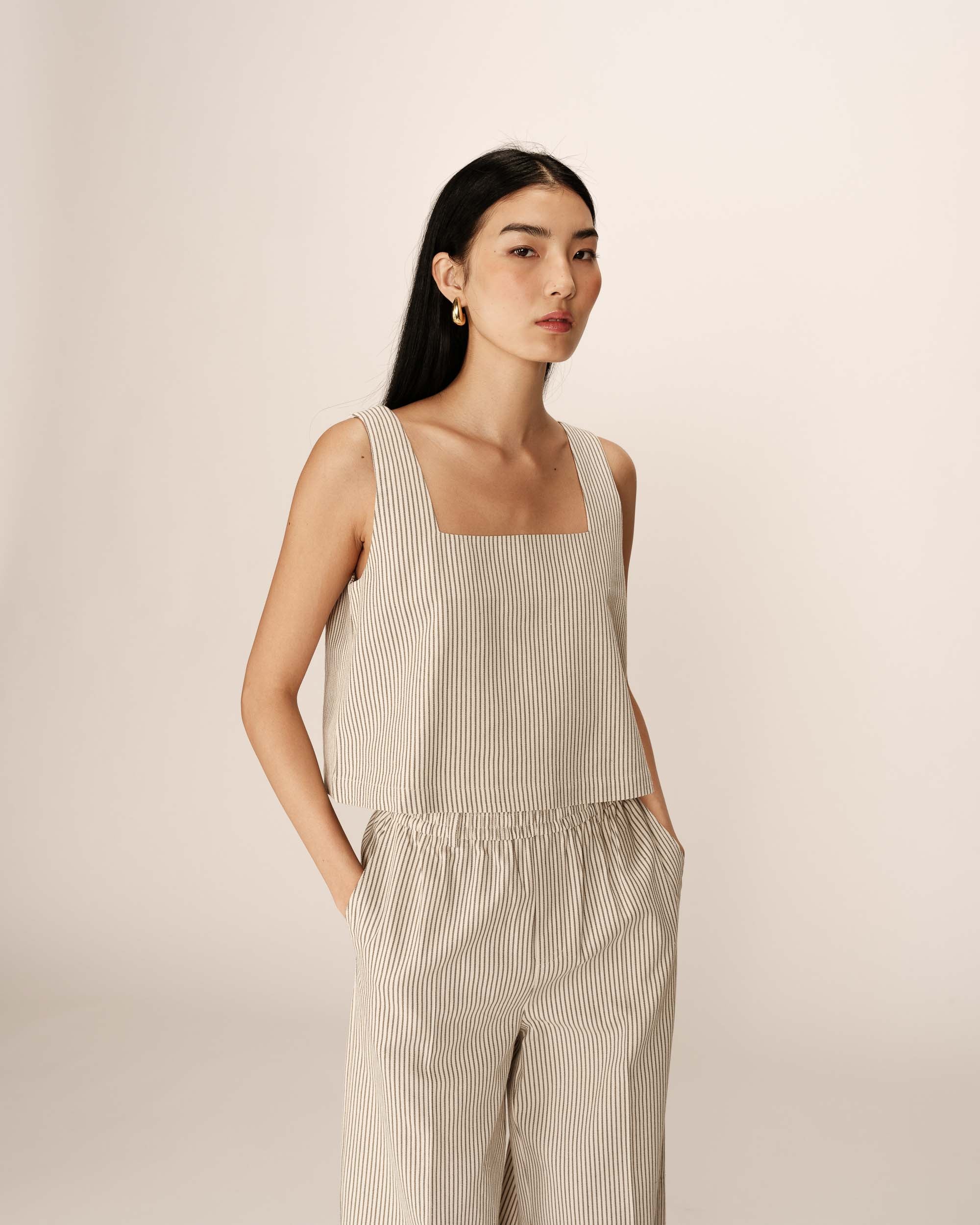 Top court a rayures ecru Peanut