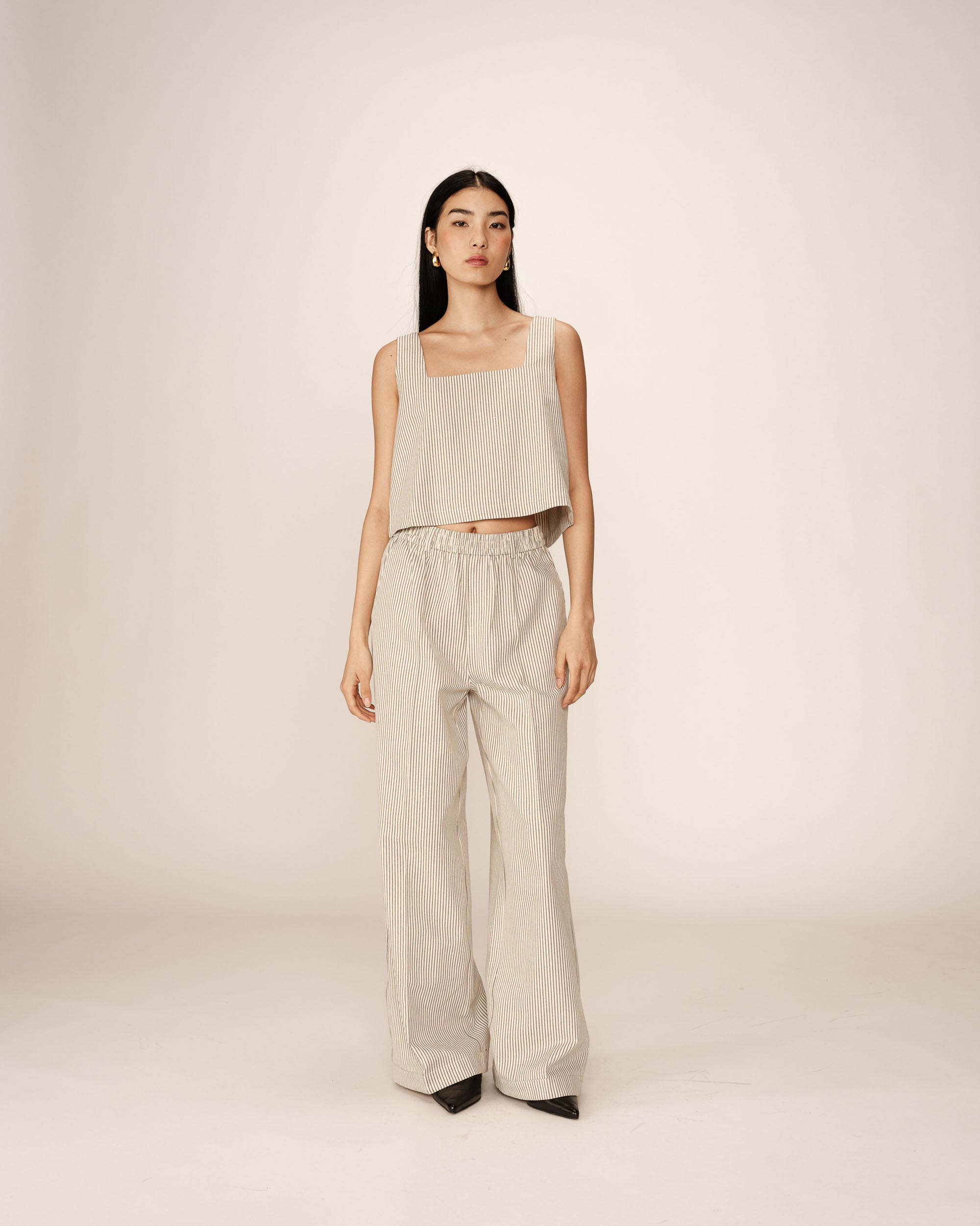 Top court a rayures ecru Peanut