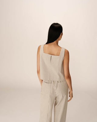 Top court a rayures ecru Peanut