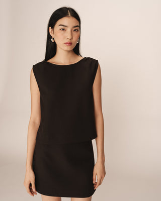 Jupe courte trapèze noir Pekin