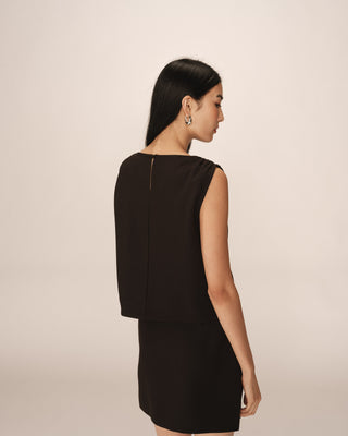 Jupe courte trapèze noir Pekin