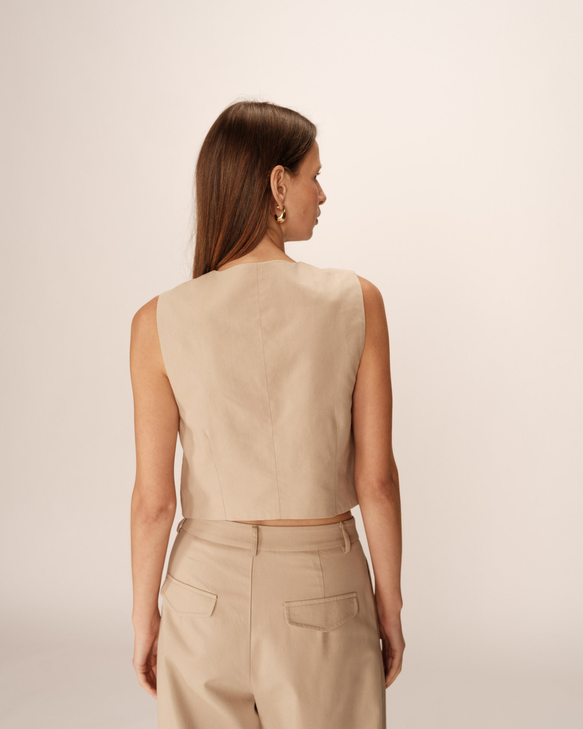Buttoned straight waistcoat beige Penn