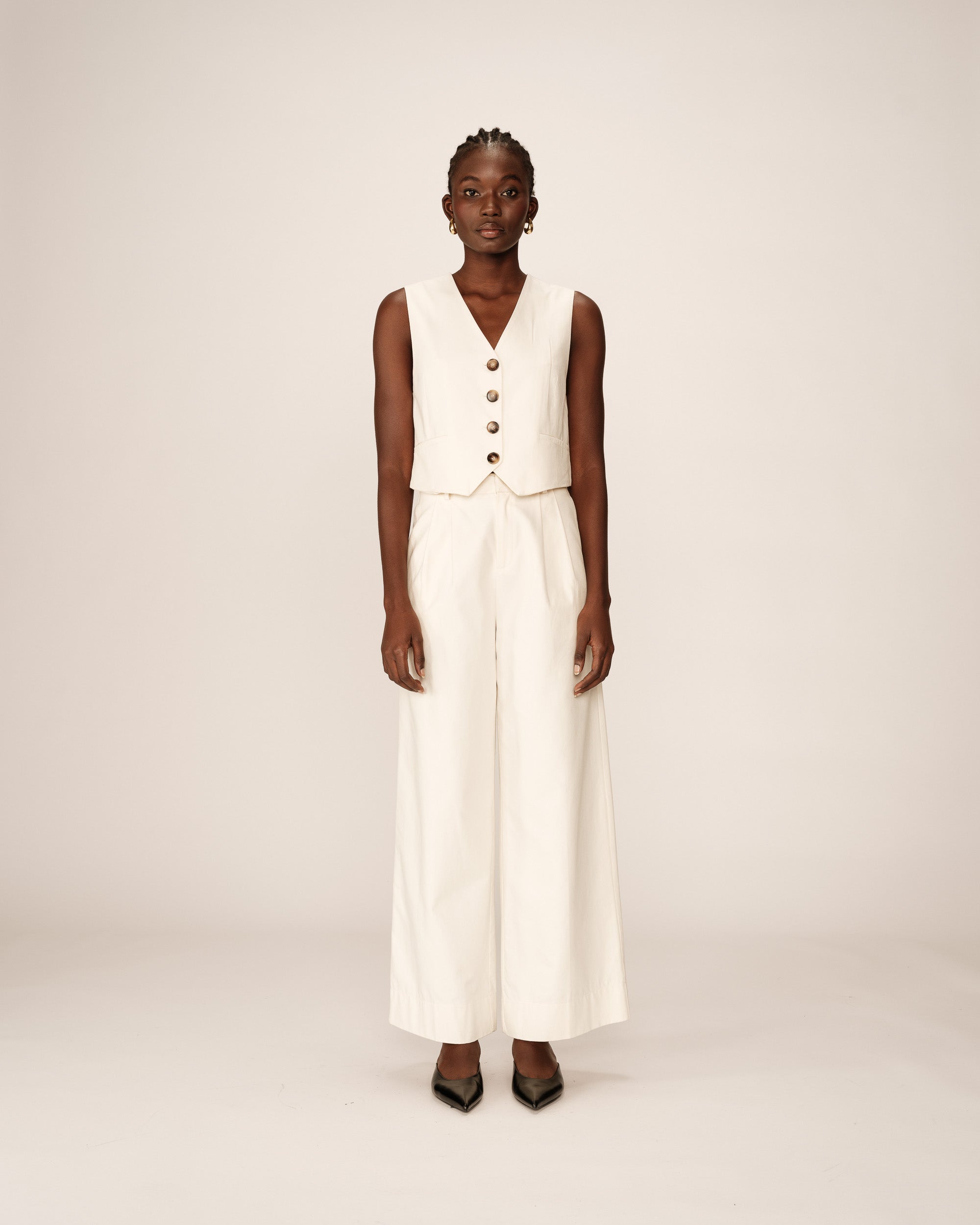 Buttoned straight waistcoat ecru Penn