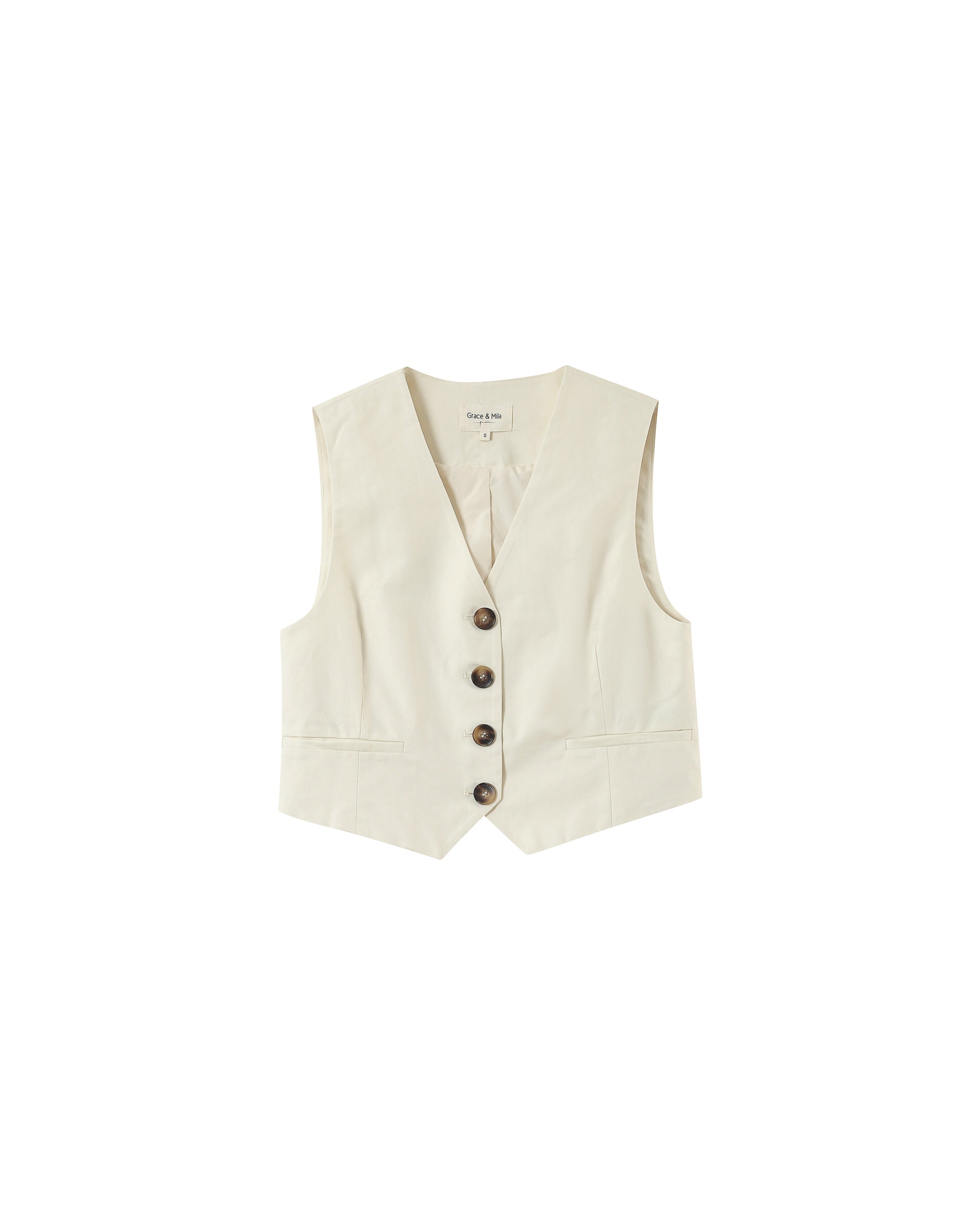 Buttoned straight waistcoat ecru Penn