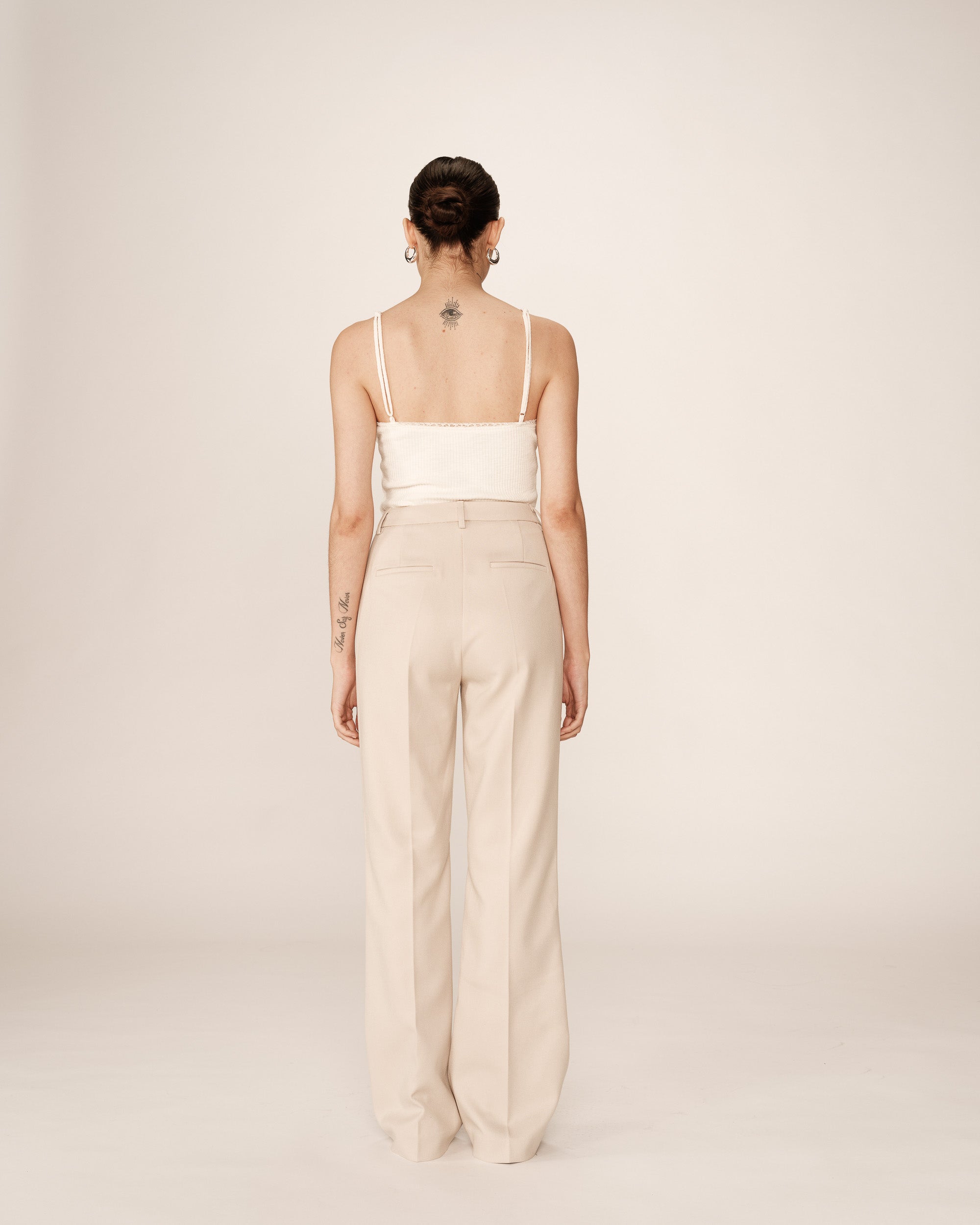 Pantalon tailleur evase beige People