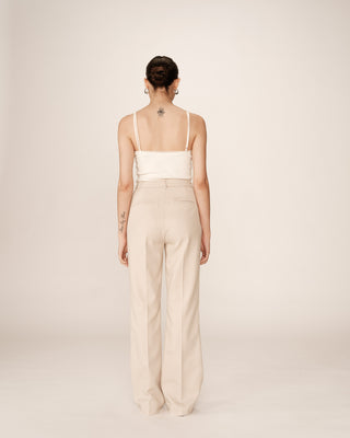 Pantalon tailleur evase beige People