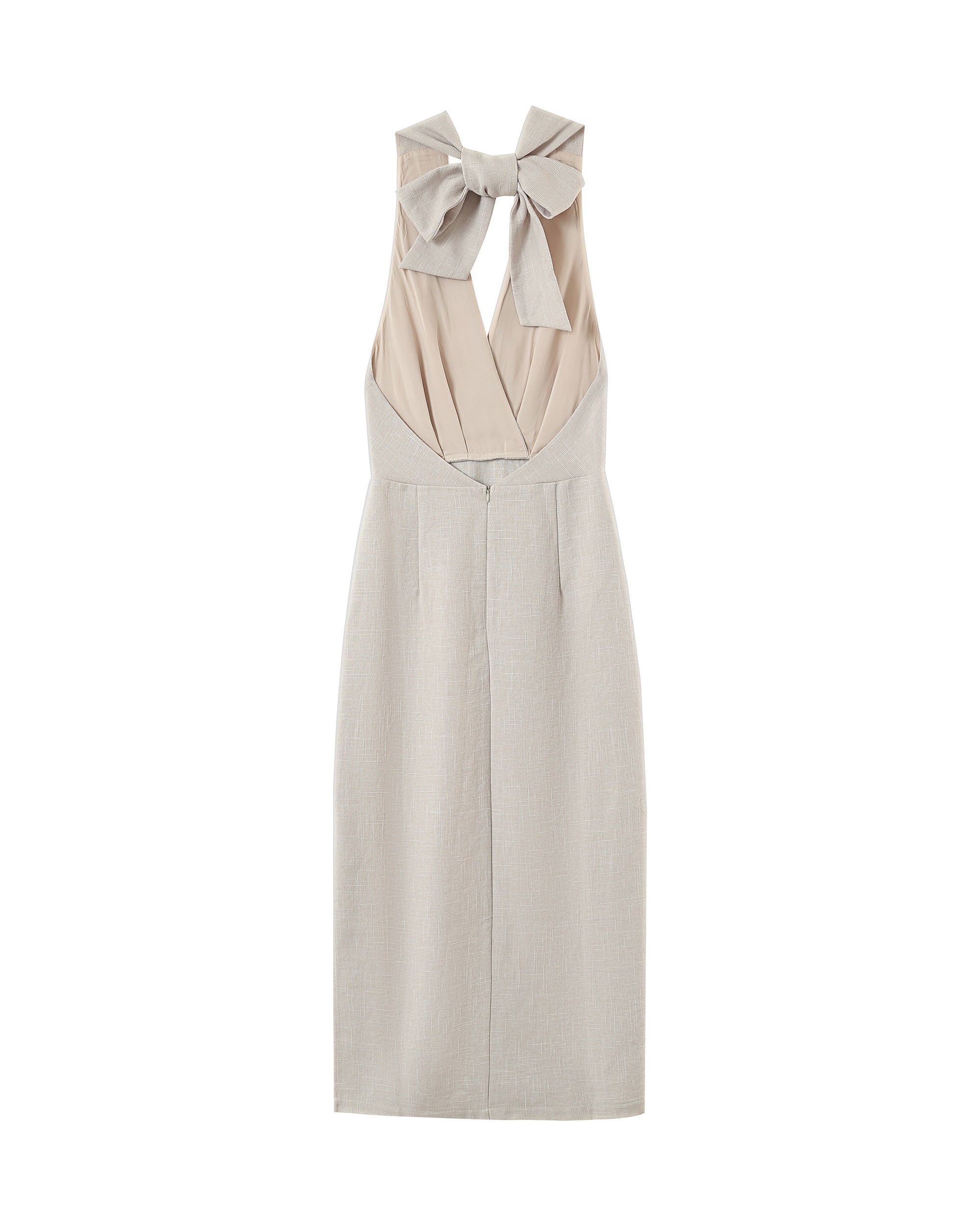 Robe mi-longue dos nu beige Perla