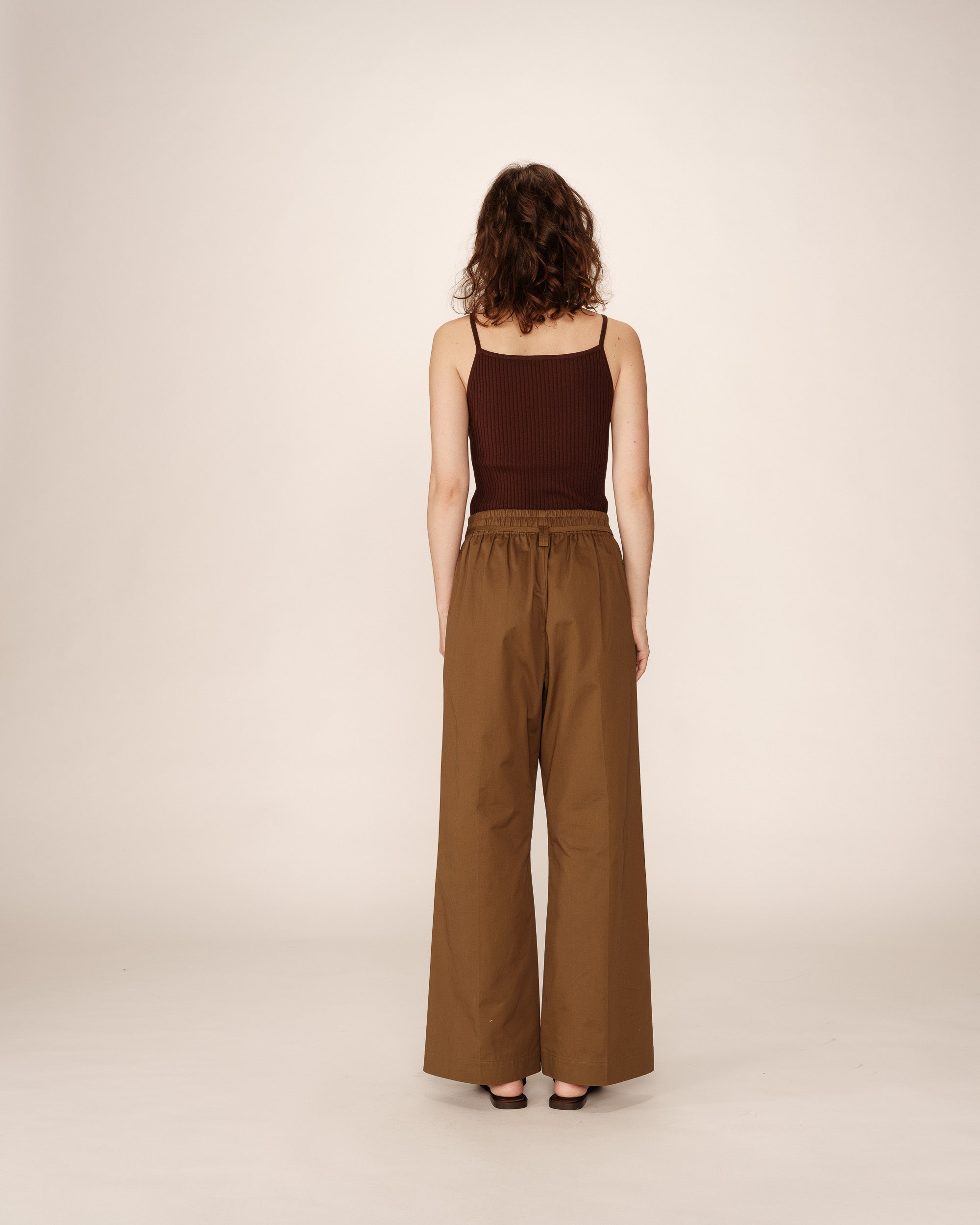 Pantalon large elastique marron Peterson