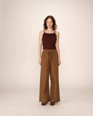 Pantalon large elastique marron Peterson