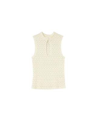 Top decollete en dentelle ecru Petite