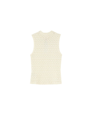 Top decollete en dentelle ecru Petite