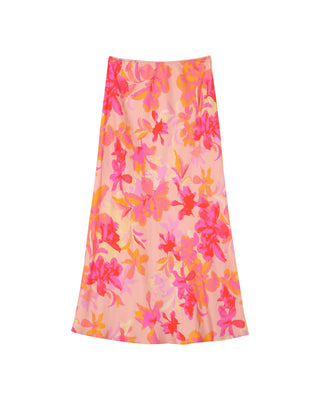 Jupe longue en satin fleurs Philae