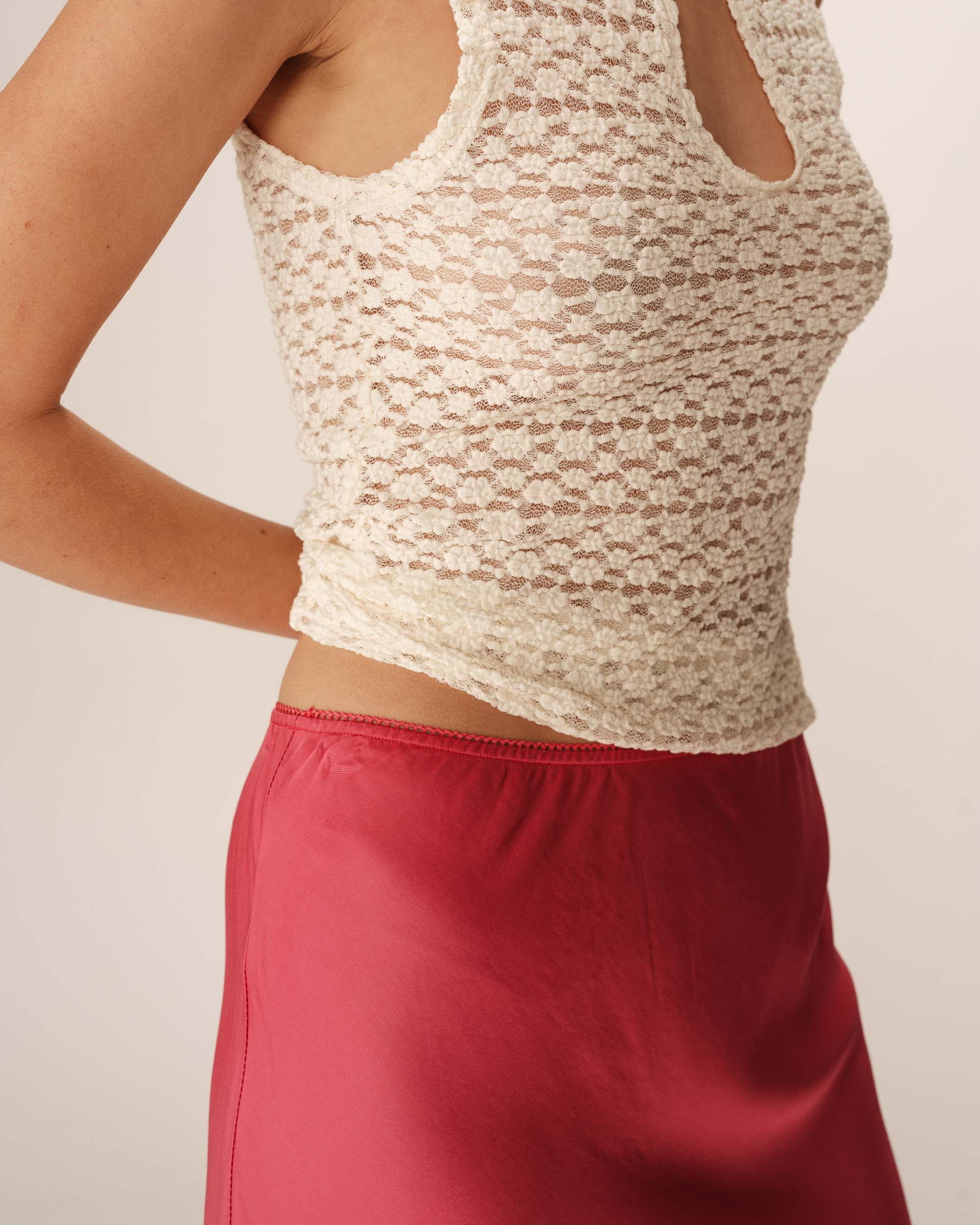 Jupe longue en satin rose Philae