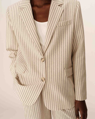 Blazer raye deux boutons beige Pia