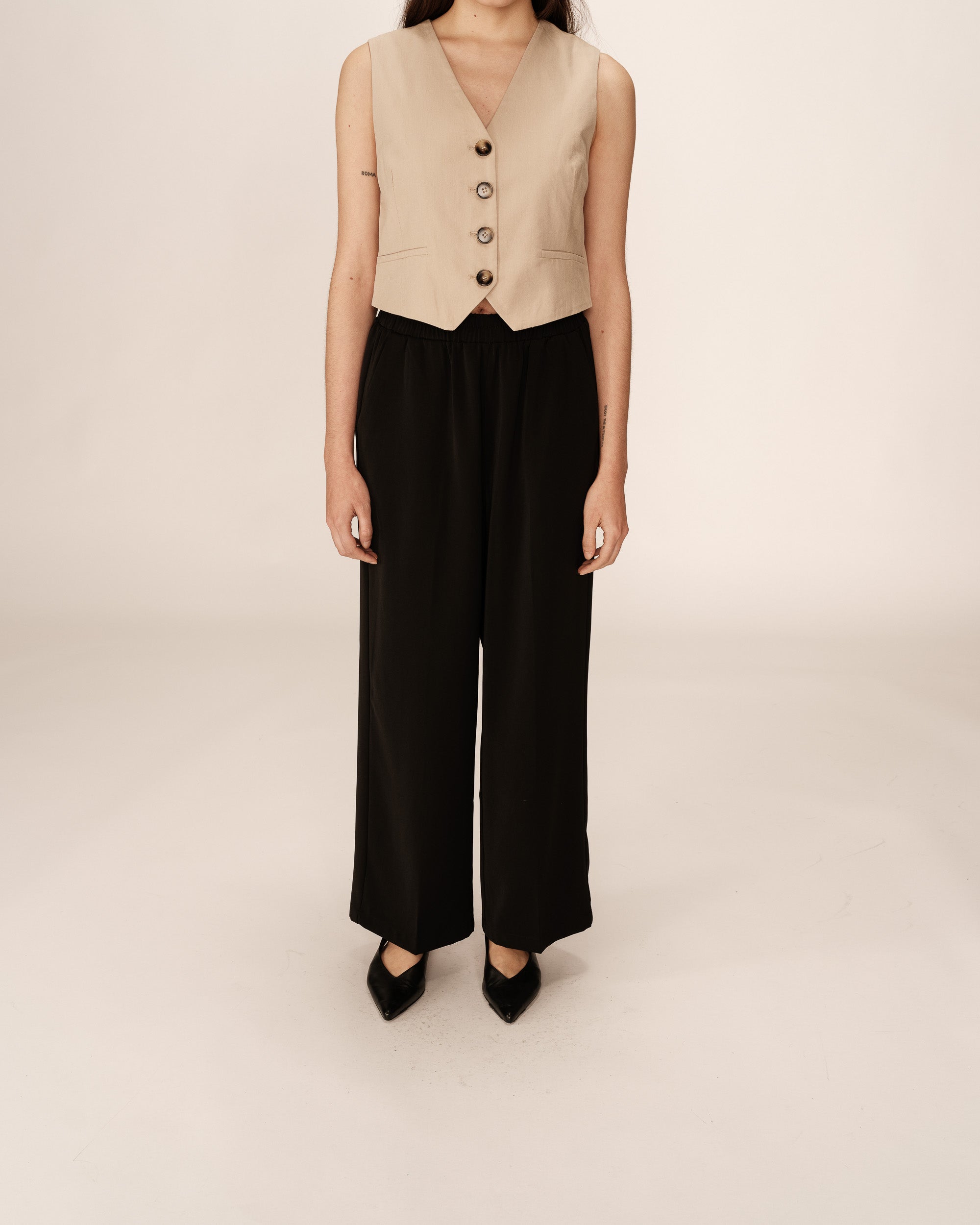 Pantalon fluide elastique noir Picasso