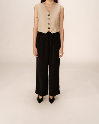 Pantalon fluide elastique noir Picasso