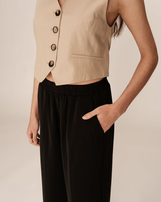 Pantalon fluide elastique noir Picasso