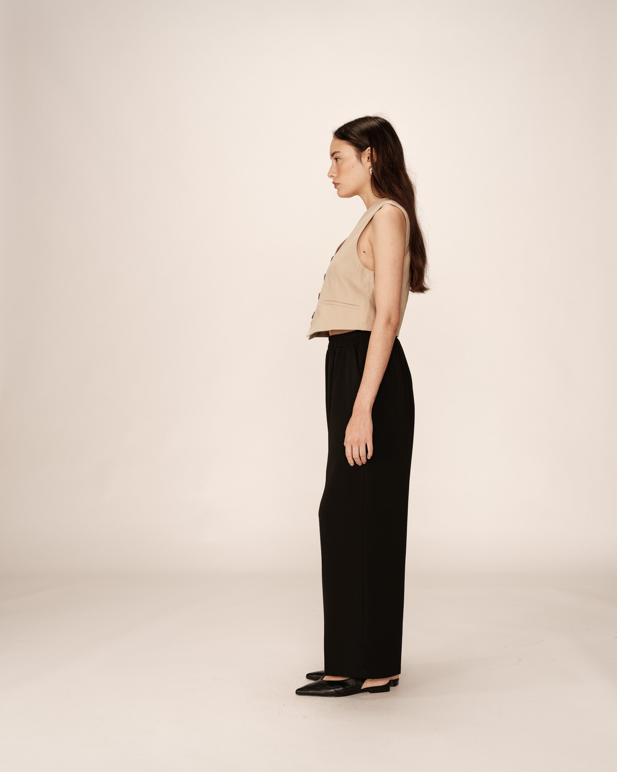 Pantalon fluide elastique noir Picasso