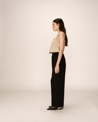 Pantalon fluide elastique noir Picasso