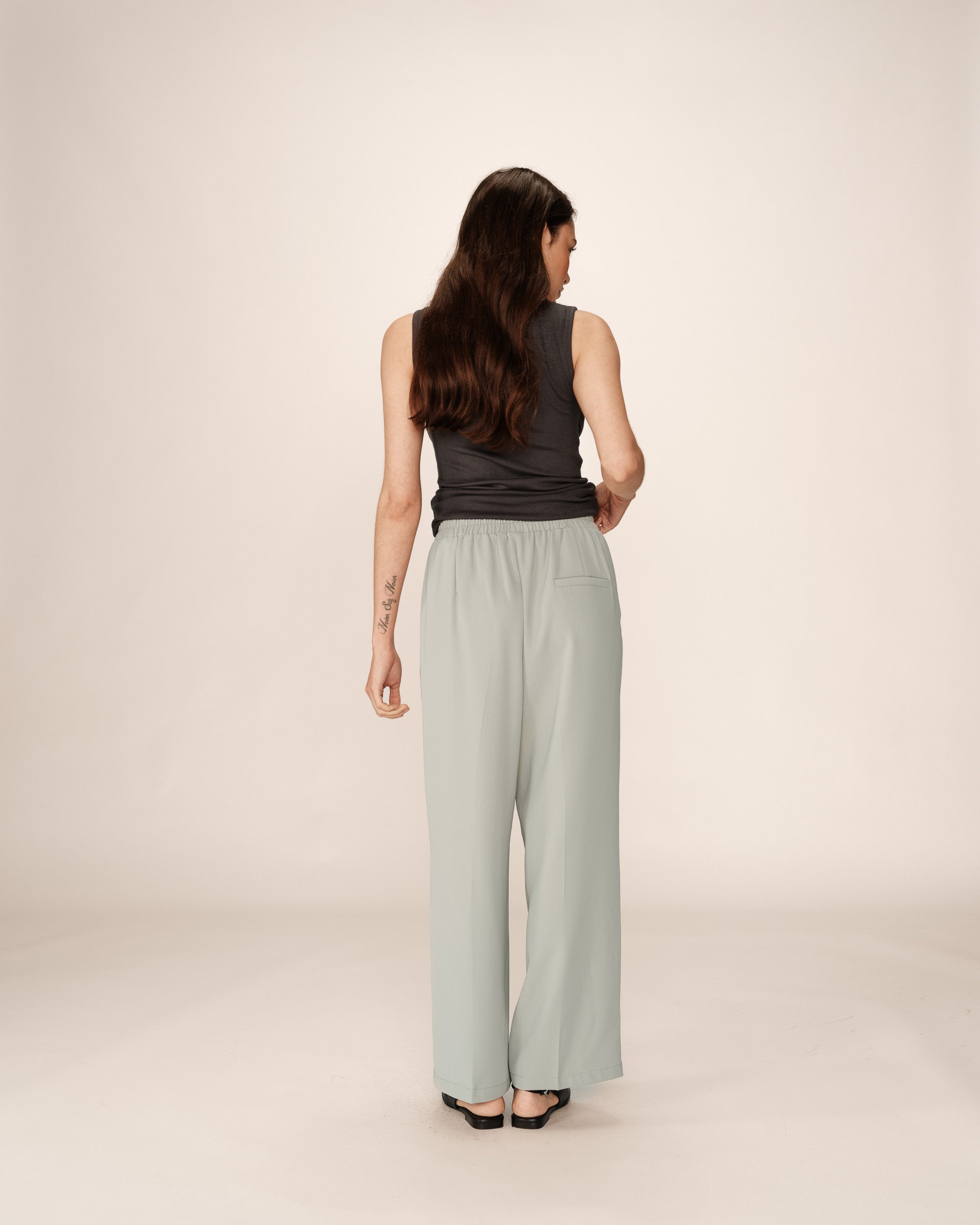 Pantalon fluide elastique vert Picasso
