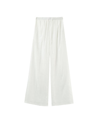 Pantalon brode large ecru Piccoli